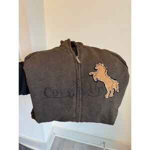Cowgirl Up brown zip up sweatshirt dark brown stitch‎ horse girls x large